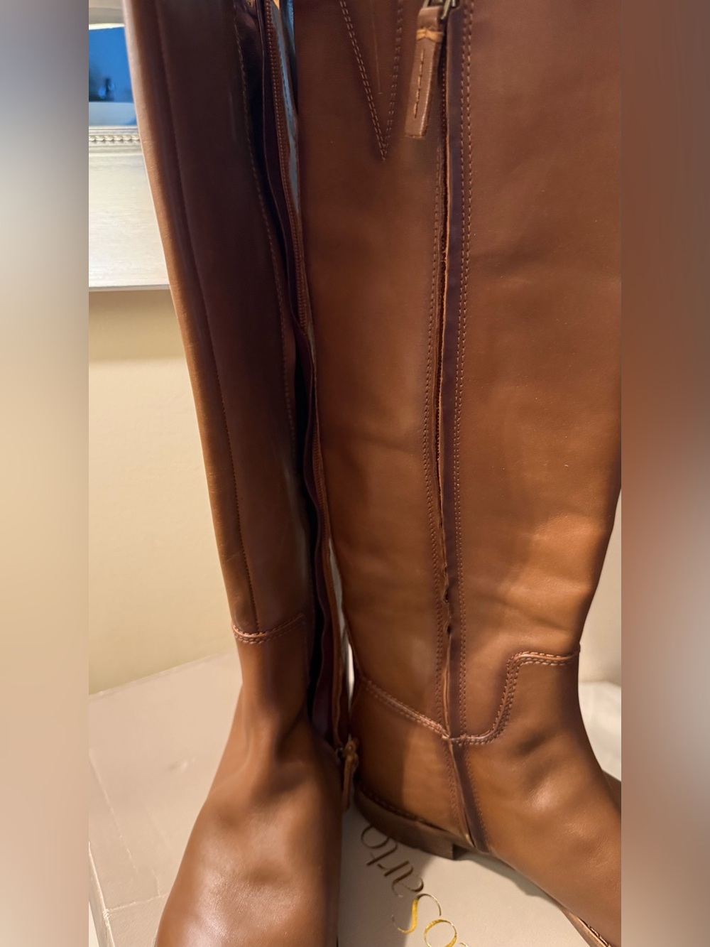 Franco Sarto Chestnut Brown Over-the-Knee Leather Boots